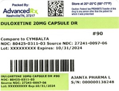 Duloxetine DR 20mg 80425-0311-03.jpg label 3 - Duloxetine DR 20mg 80425 0311 03